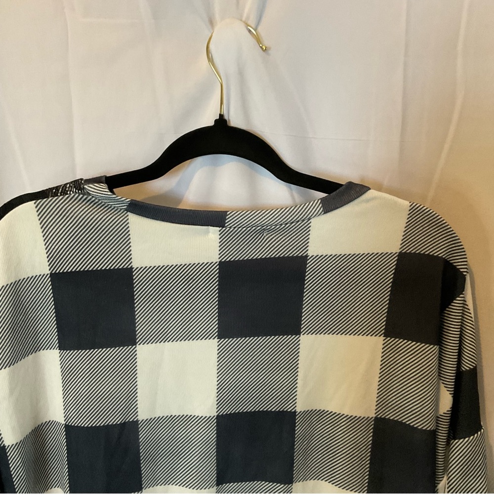 Women’s Long Sleeve White Buffalo Plaid Shirt w/Black Lace Detail Plus Size 2XL - Picture 15 of 16